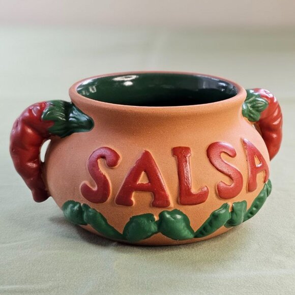 Salsa Bowl Condiment Dish Clay Pottery Container Serving Plate - Picture 1 of 9
